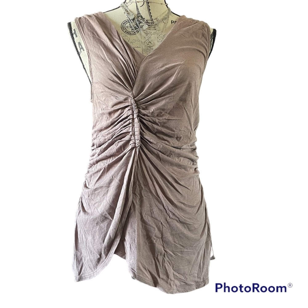 Gap Light Brown Gathered Tank Top scallop hem size L